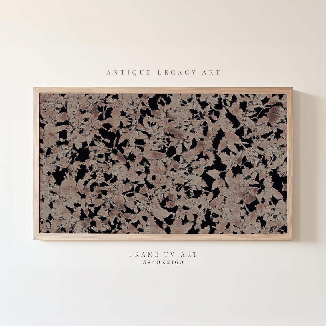 Modern Abstract Samsung Frame Tv Art Beige Black Minimalist Floral Decor Instant