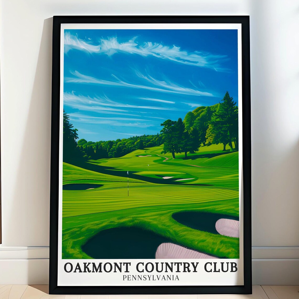 Oakmont Country Club Pennsylvania Fairway Bunkers Blue Sky Golf Poster