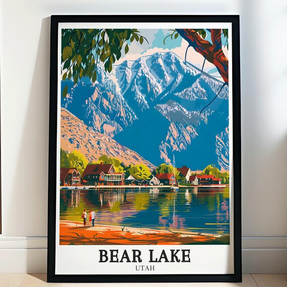 Bear Lake Utah Shoreline Beach Houses Walkers Mountain View Art Poster