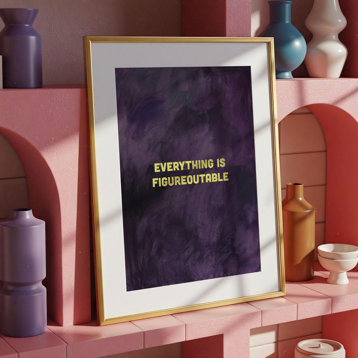 Everything Is Figureoutable Bold Purple Motivational Quote Poster