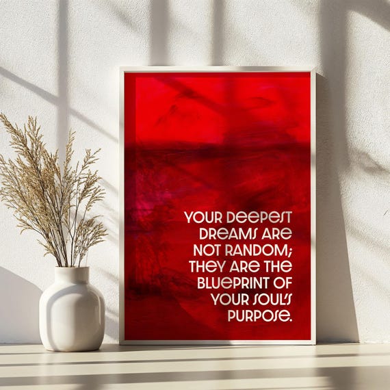 Red Dream Quote Poster Spiritual Typography Wall Art Minimalistic Positive Affirmation Dcor Abstract Prints