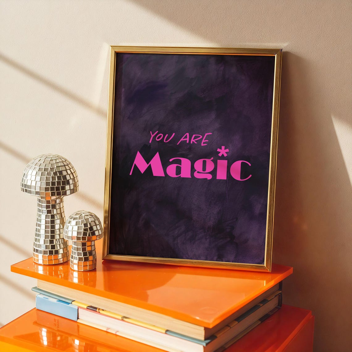 You Are Magic Neon Pink Quote Dark Purple Motivational Poster