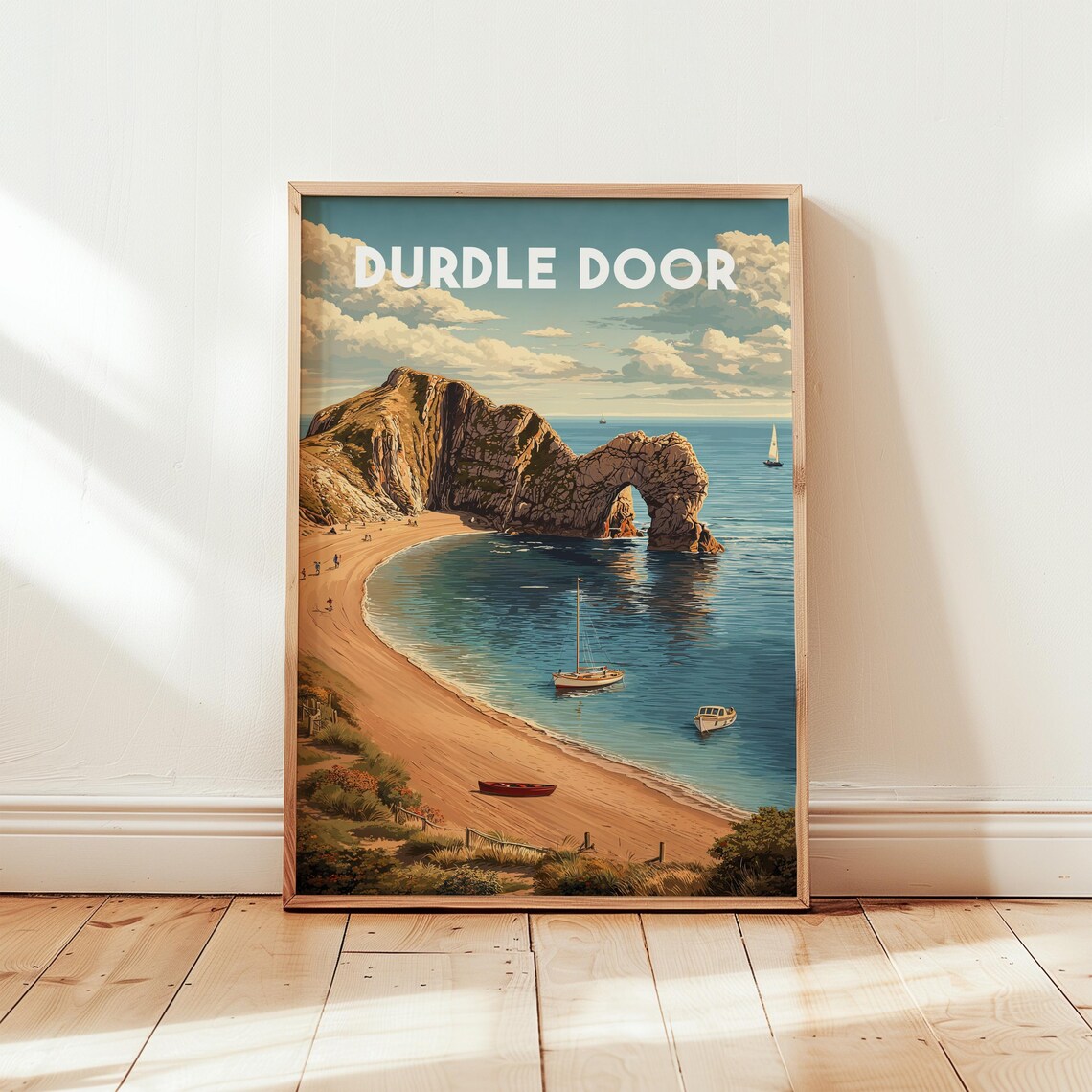 Durdle Door Jurassic Coast Retro Travel Poster With Limestone Arch