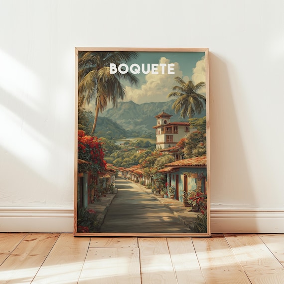Boquete Panama Vintage Travel Poster Mountain Town Street Art