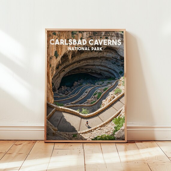 Carlsbad Caverns National Park Retro Travel Cave Entrance Wall Art