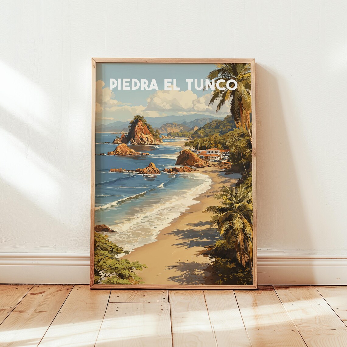 Piedra El Tunco Beach El Salvador Tropical Surf Coast Travel Poster