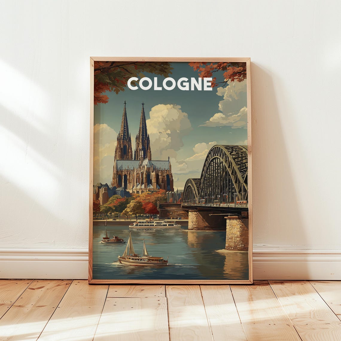 Cologne Cathedral Hohenzollern Bridge Rhine Vintage Germany Poster