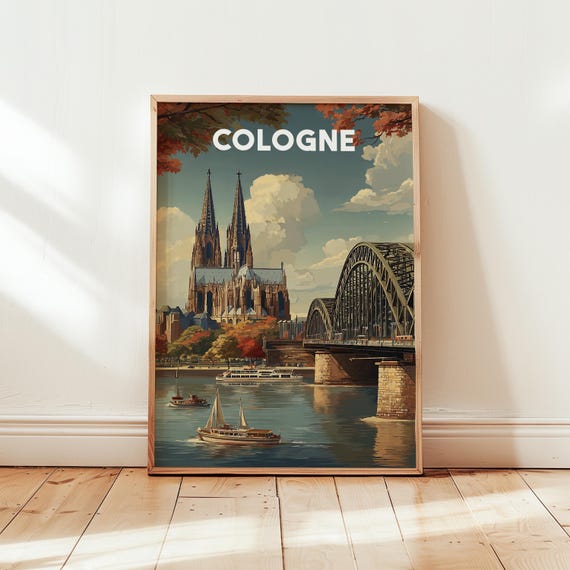 Cologne Germany Travel Poster Print Vintage Wall Art Cityscape European Home Decor Gift Artwork