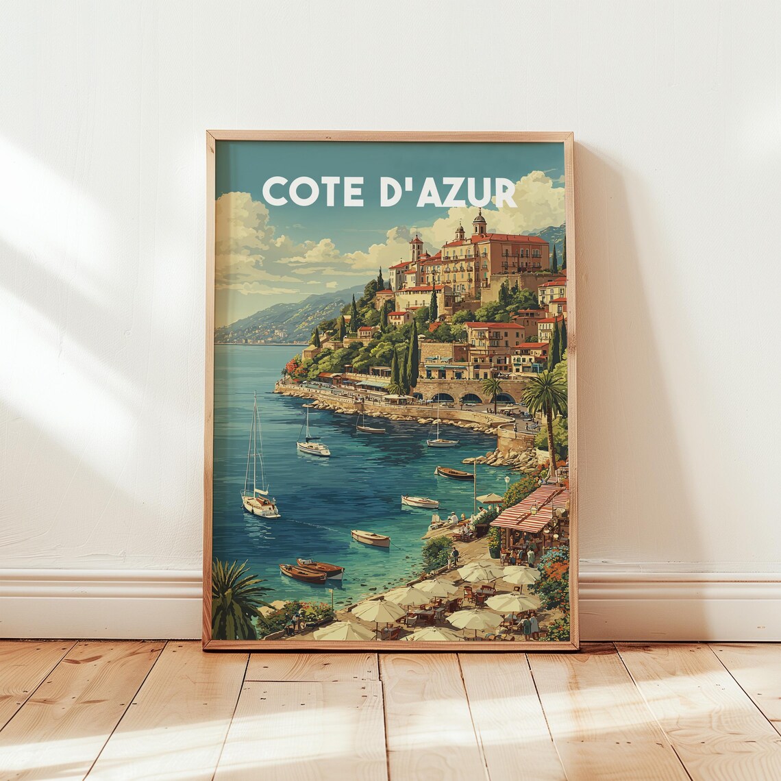 Cote d Azur French Riviera Vintage Seaside Retro Travel Poster