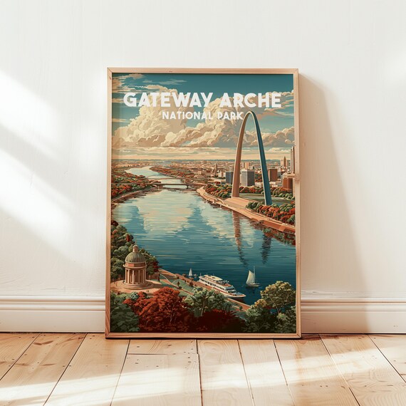 Gateway Arch St Louis National Park Vintage Travel Mississippi River Poster