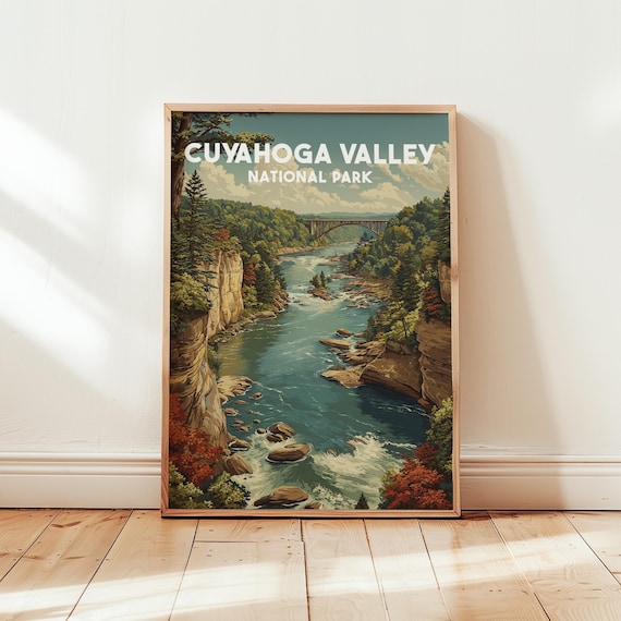 Cuyahoga Valley National Park Retro Travel River Gorge Wall Art
