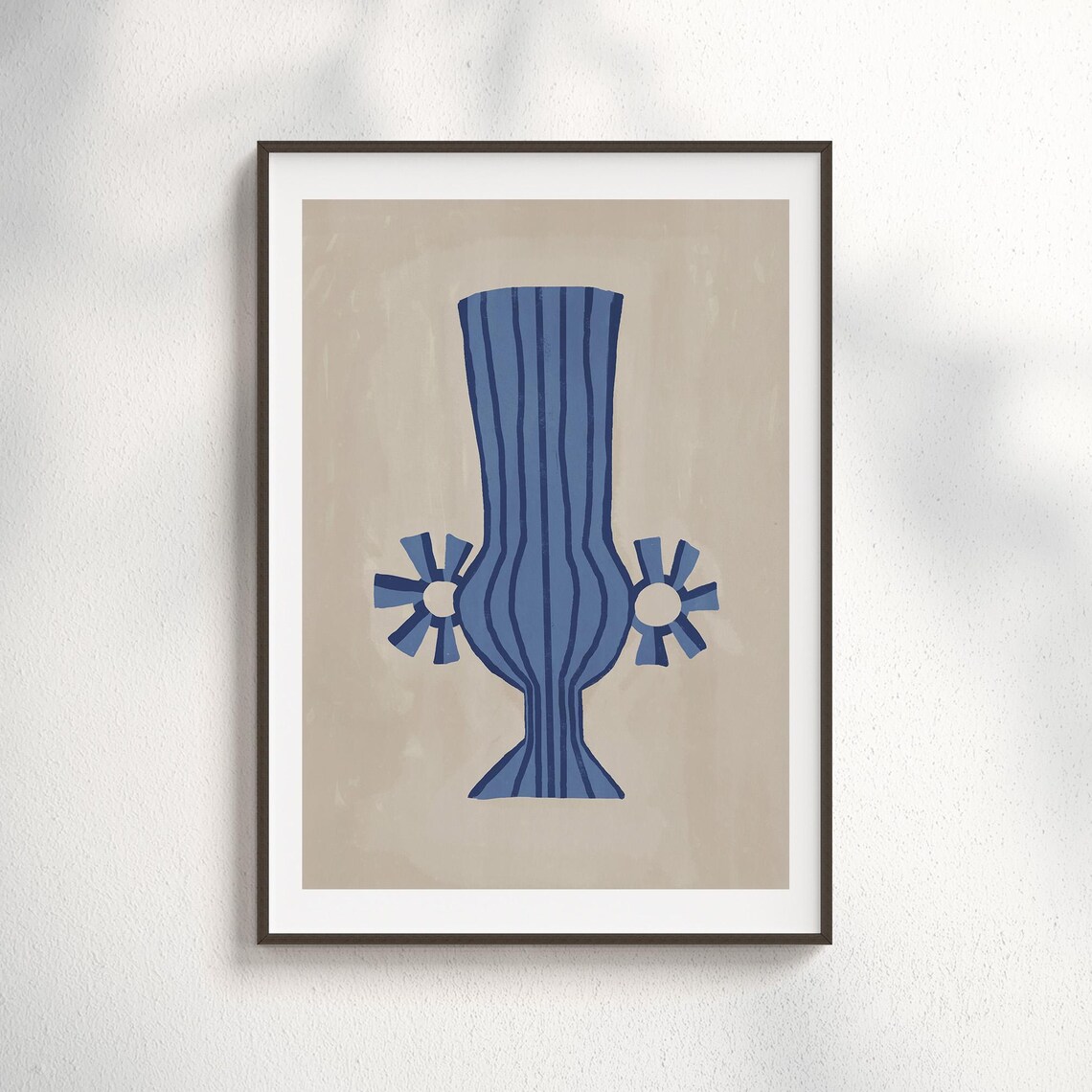 Blue Vase Mid Century Abstract, Modern Geometric Decor