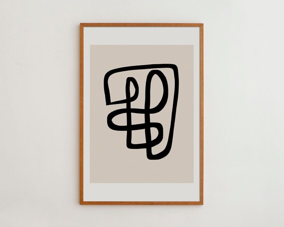 Minimalist Wall Art Decor Black And Beige Line Art Poster Artwork For Modern Home Decoration