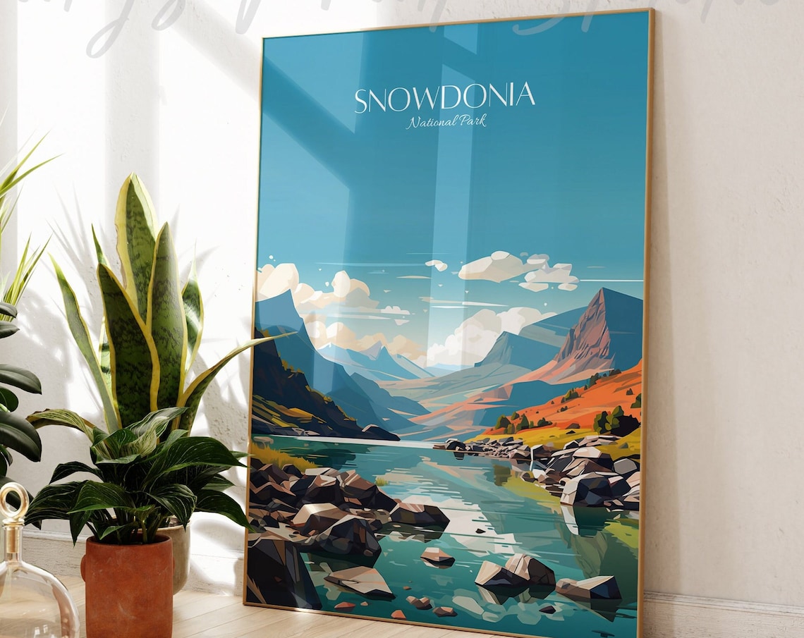 Snowdonia Wales Modern Vintage Travel Poster