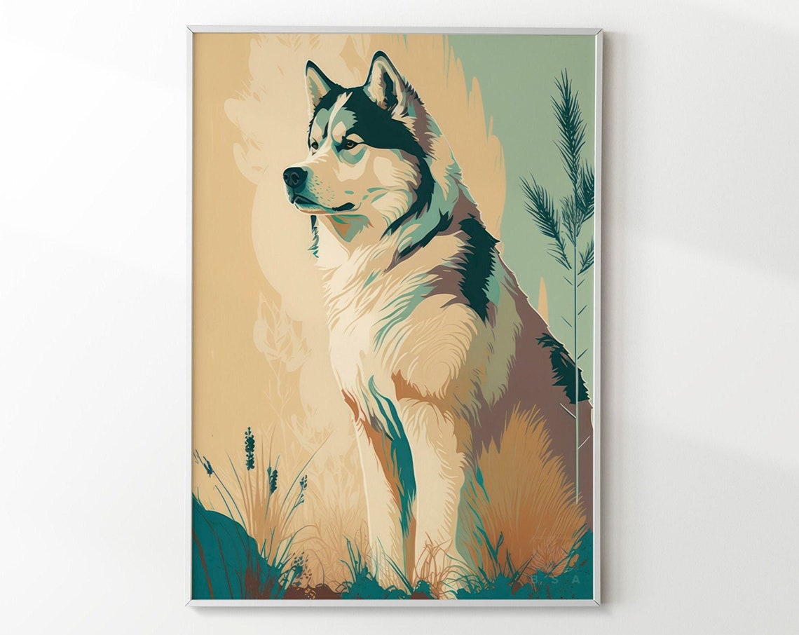 Husky Fine Art Print Husky Painting Dog Poster Wall Decor Gifts For Dog Lovers Dog Pet Poster Malamute Print Painting