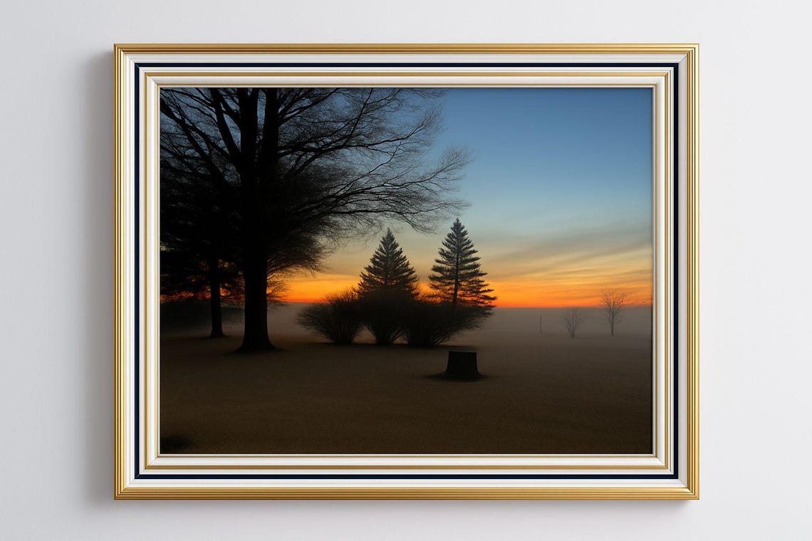 Iowa Sunrise 2 Golden Field Tree Silhouette Morning Sky Poster