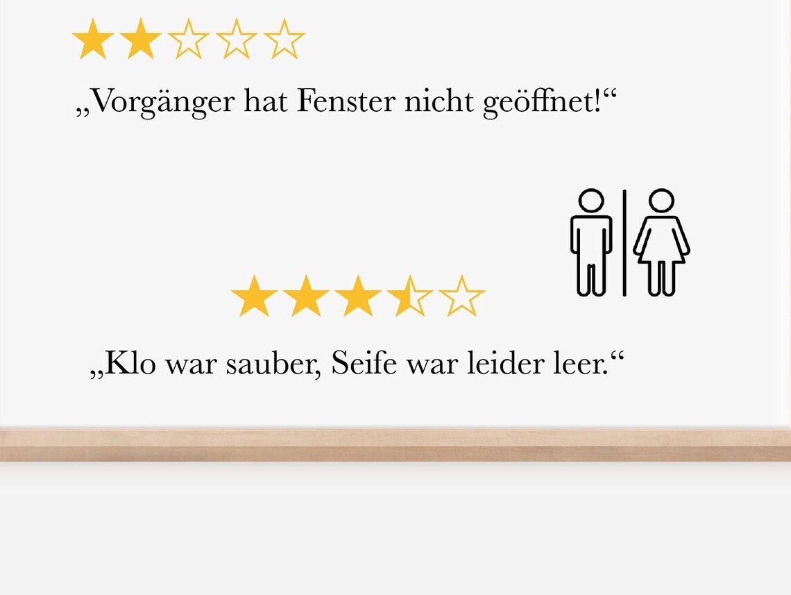 Funny German Toilet Review Star Rating Bathroom Humor Poster - Image 2