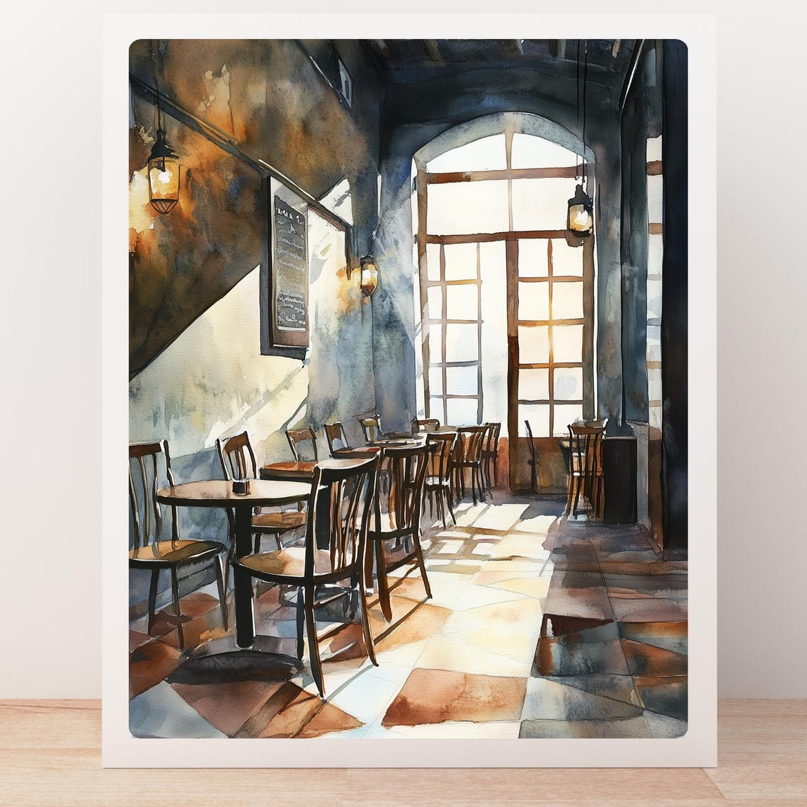 Empty Coffee Shop Morning Sunlight Quiet Interior Cafe Poster - Image 5