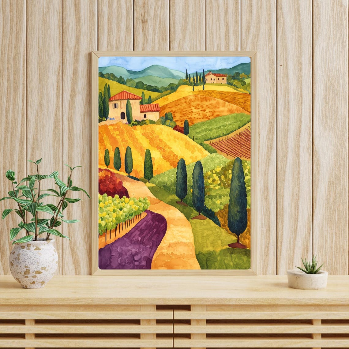 Tuscan Vineyard Rolling Hills Cypress Golden Landscape Poster - Image 4