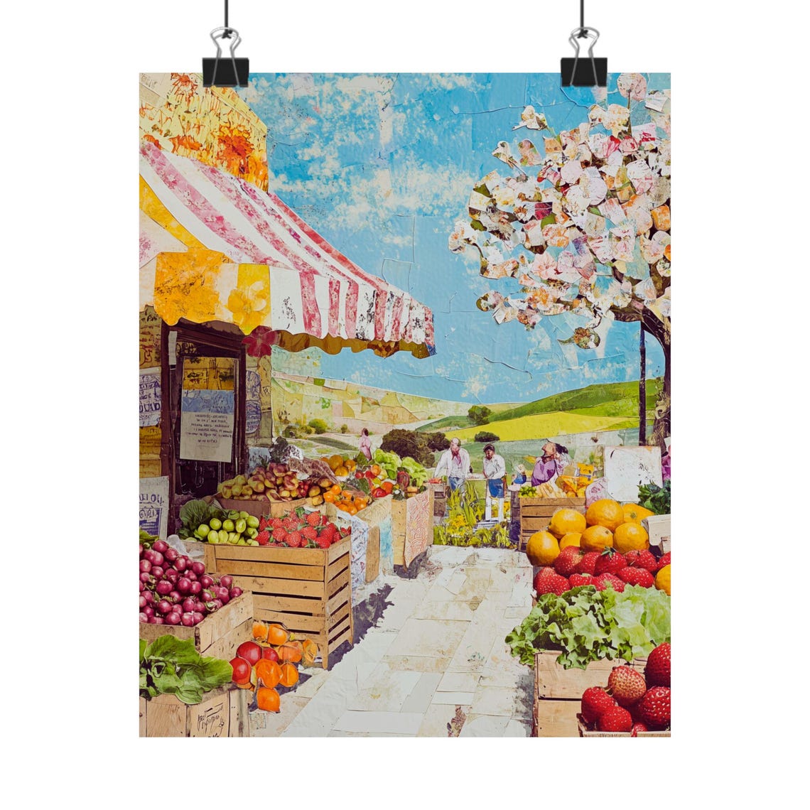 Country Farmers Market Produce Stand Summer Collage Art Print