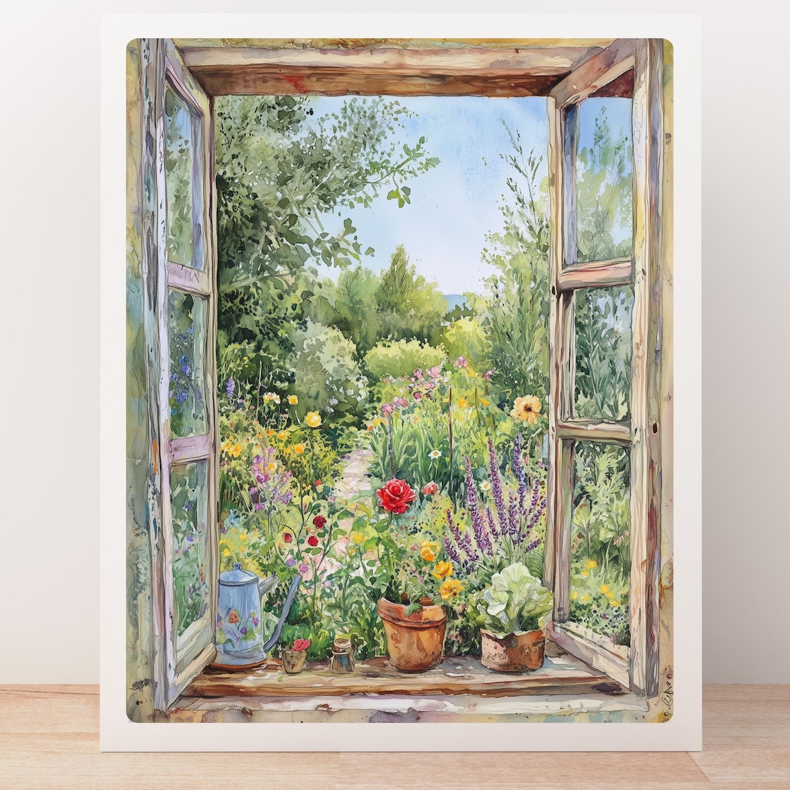 Garden Through Window, Cottage Garden View Art Print - Image 4