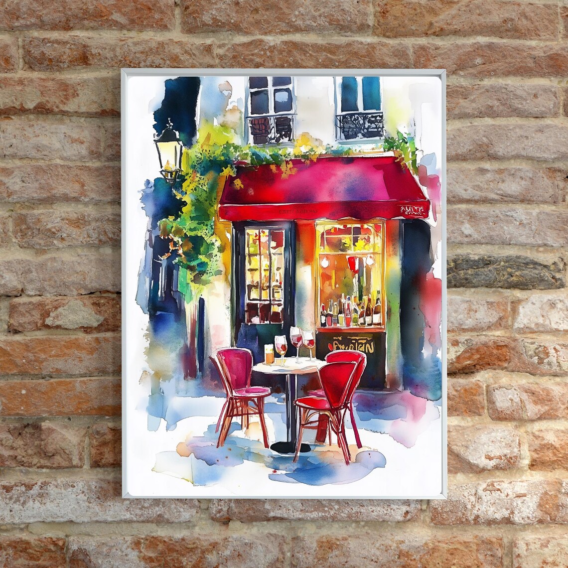 Paris Wine Bar Watercolor Art Print, French Cafe - Image 3