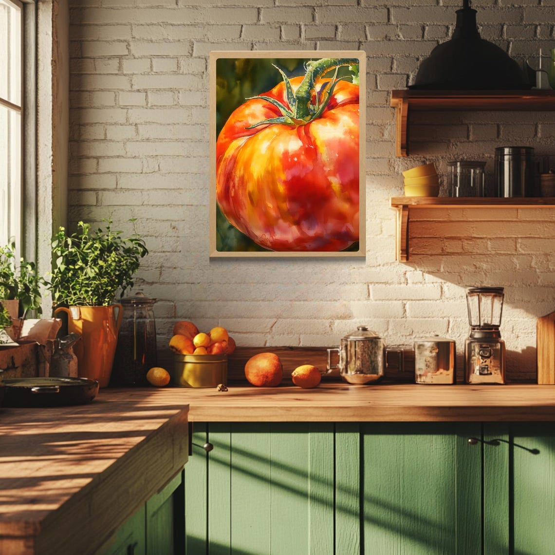 Heirloom Tomato Close Up Glowing Vine Ripened Watercolor Poster - Image 2