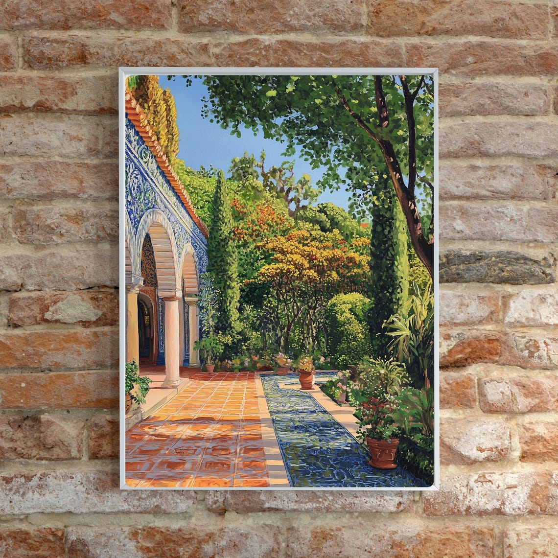 Palace Of Sintra Art Portuguese Garden Print Moorish Architecture Mediterranean Courtyard Azulejo Tile Art Palace Garden - Image 2