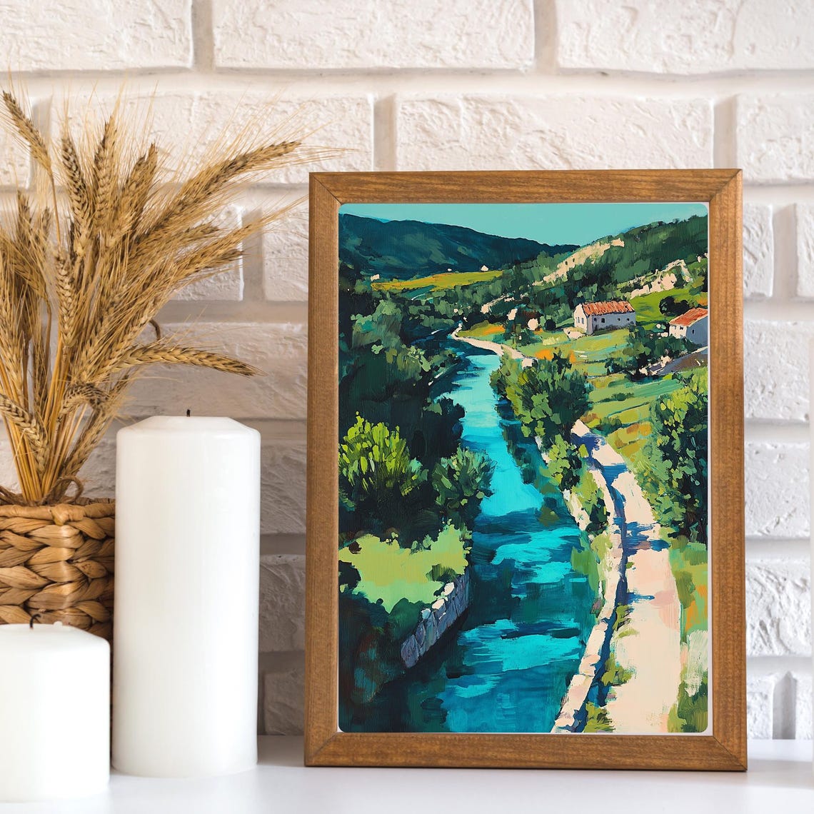Cetina River Croatia Valley Turquoise Water Blue Gouache Poster - Image 2
