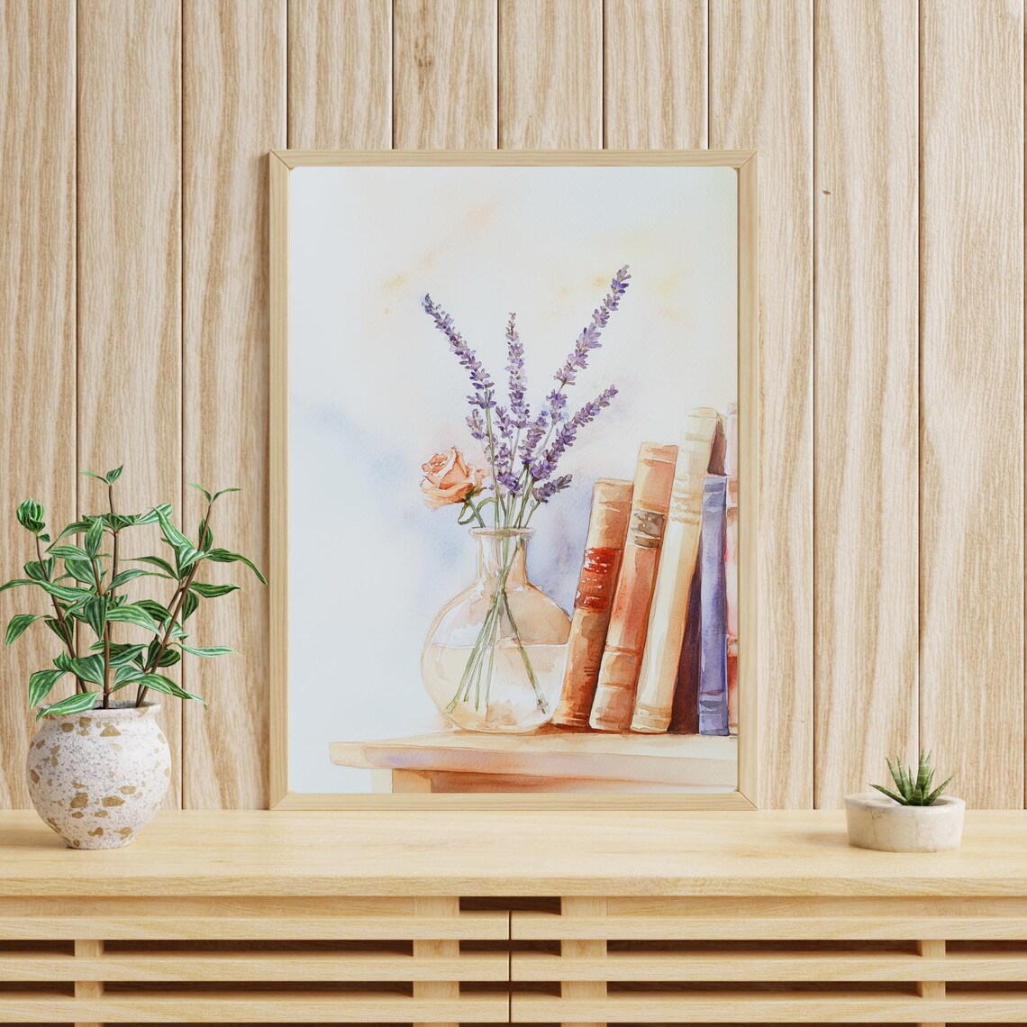 Minimalist Floral Books, Watercolor Art Print - Image 4