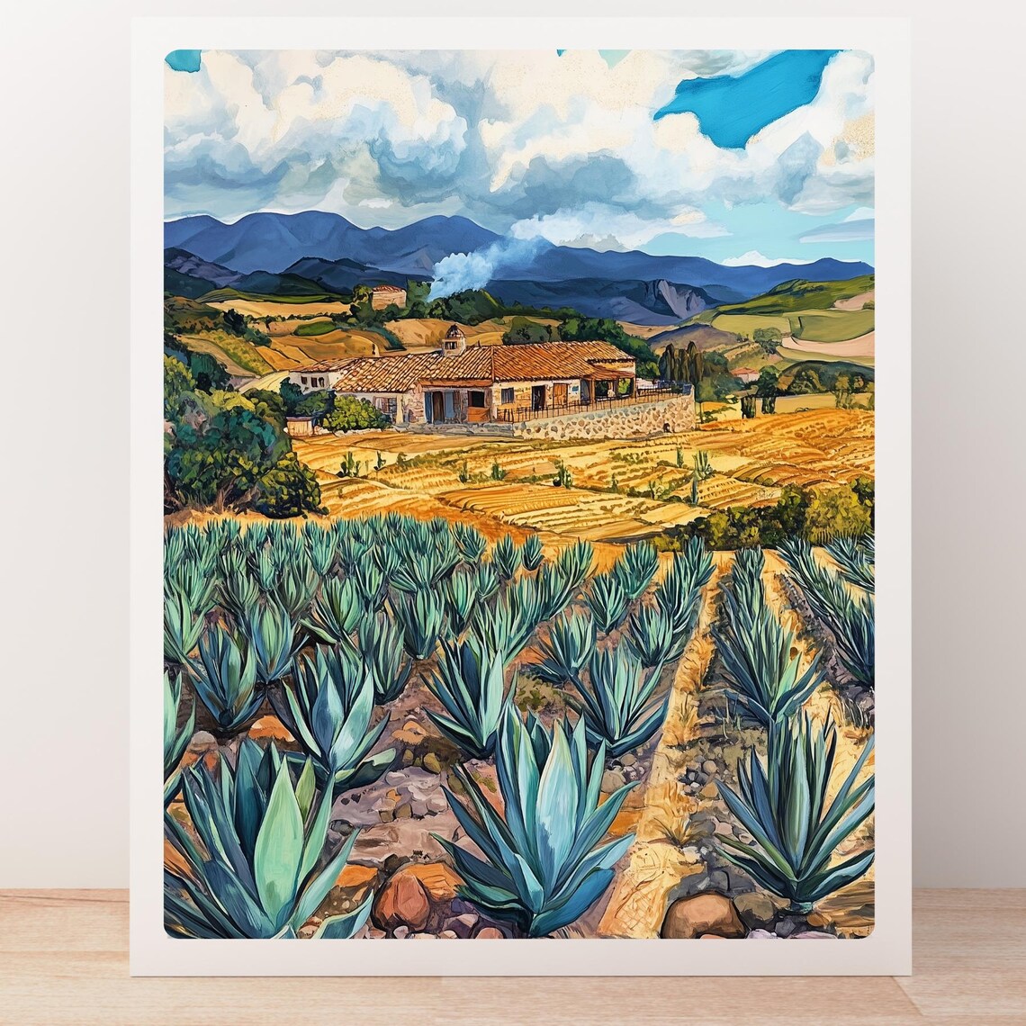 Agave Farm Mexico Desert Landscape Hacienda Mountains Poster - Image 5