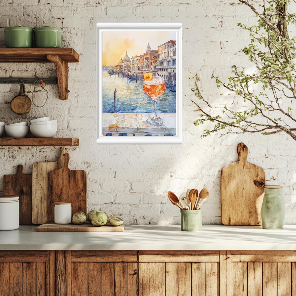Peach Bellini Cocktail Overlooking the Grand Canal at Sunset Poster - Image 5