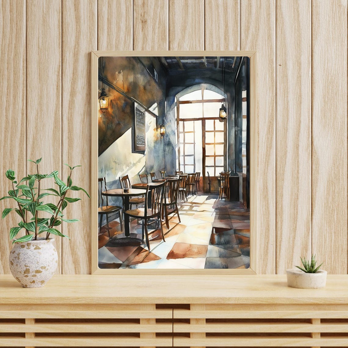 Empty Coffee Shop Morning Sunlight Quiet Interior Cafe Poster - Image 4