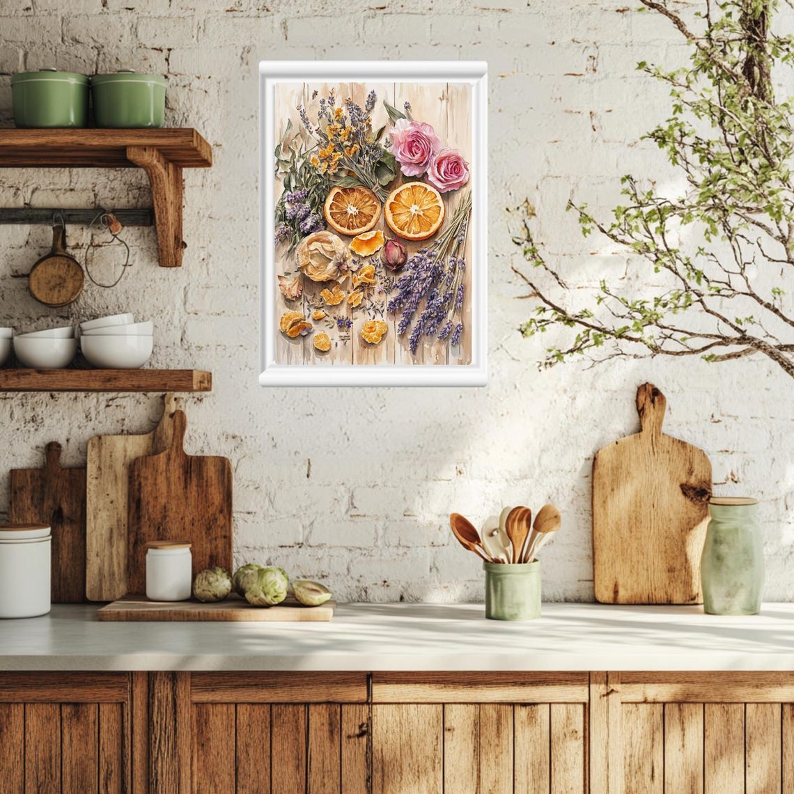 Dried Oranges and Lavender Botanical Flat Lay Still Life Poster - Image 4