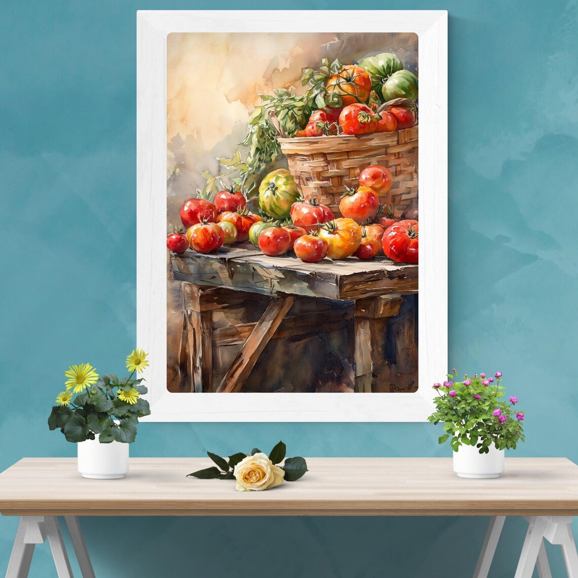 Ripe Tomato Harvest Watercolor Bounty Vegetable Art Farm To Table Print Garden Kitchen Decor Summer Still Life Art - Image 5