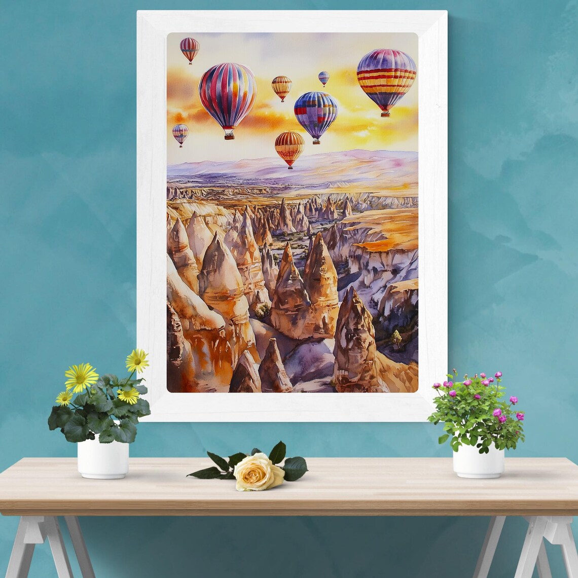 Cappadocia Hot Air Balloons Over Fairy Chimneys at Sunrise Poster - Image 2