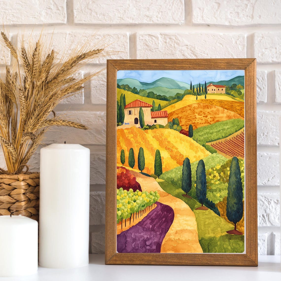 Tuscan Vineyard Rolling Hills Cypress Golden Landscape Poster - Image 3