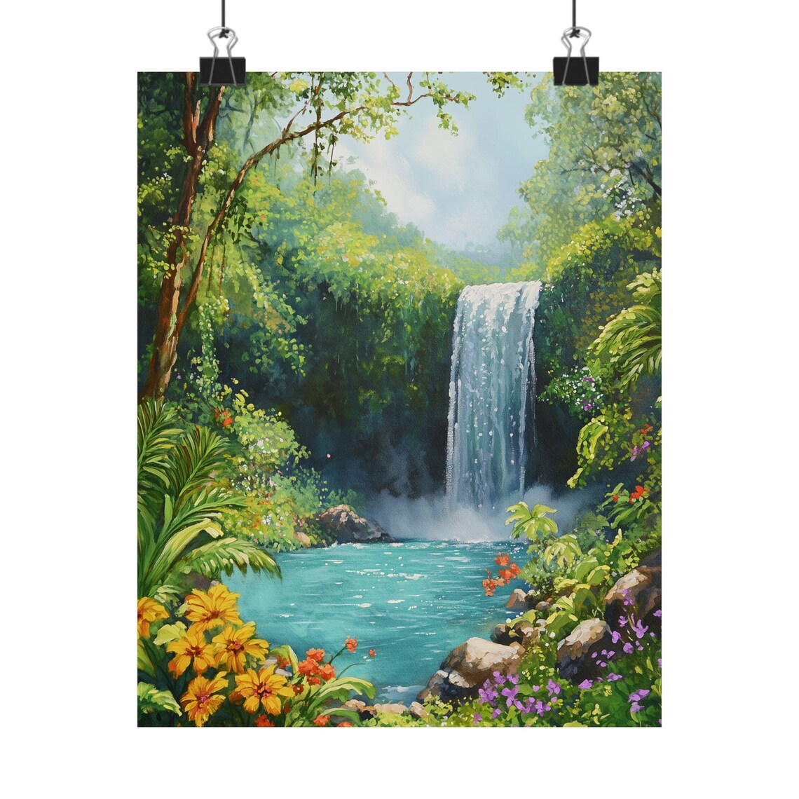 La Fortuna Waterfall Flowing Through Costa Rica Rainforest Poster