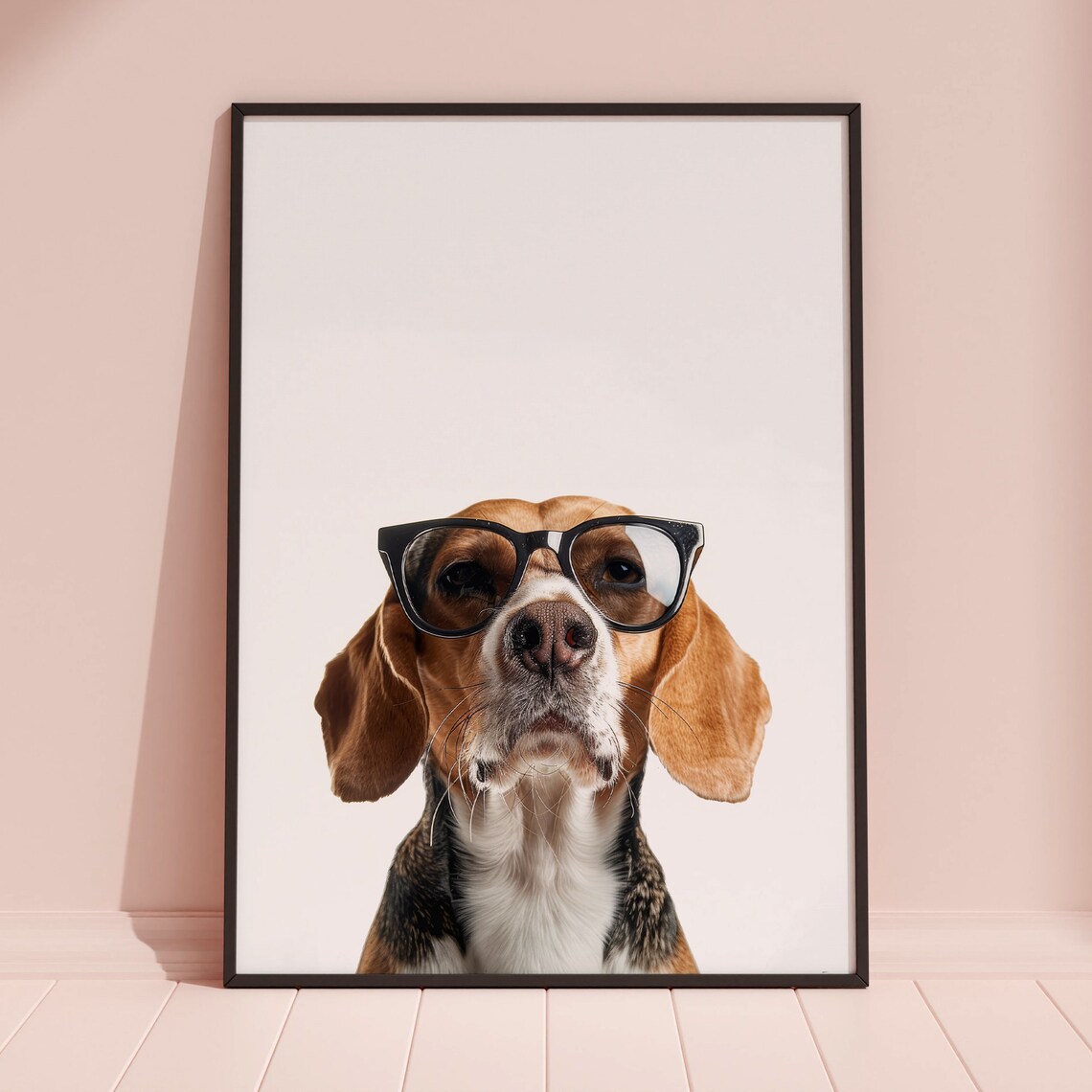 Beagle Dog in Cool Glasses Adorable Funny Hound Portrait Poster - Image 3
