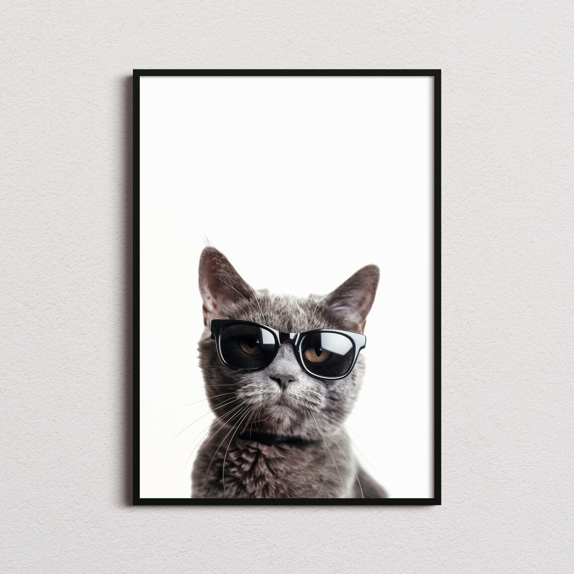 Russian Blue Cat in Sunglasses Art Print