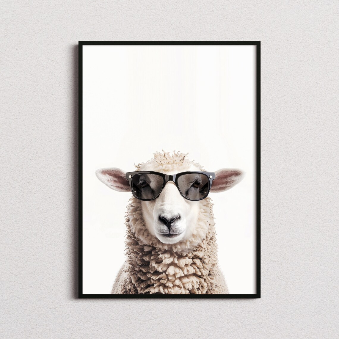Funny Sheep in Sunglasses Art Print, Kids Bedroom