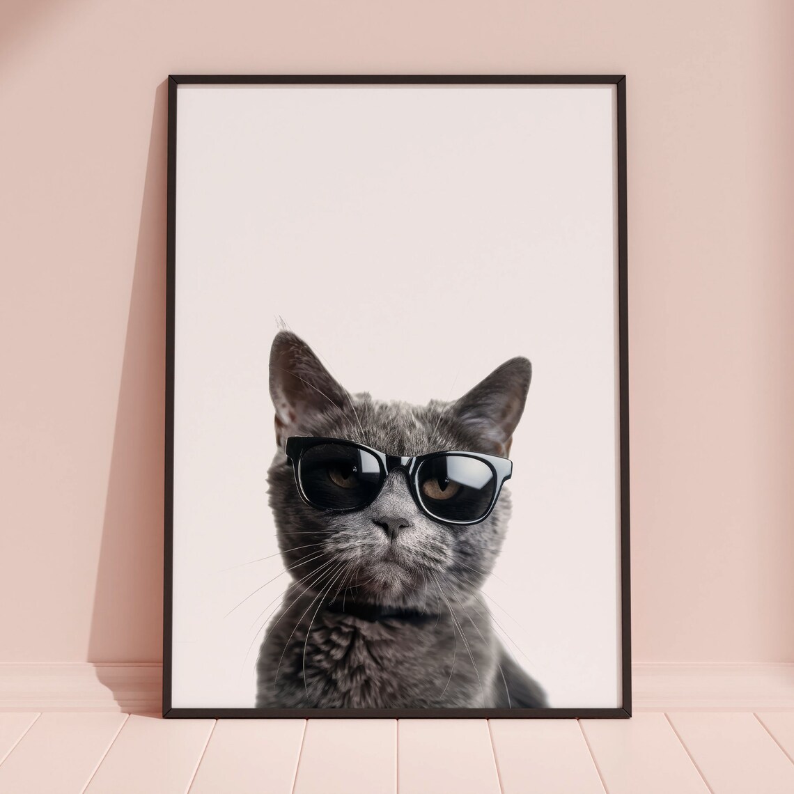 Russian Blue Cat in Sunglasses Art Print - Image 3