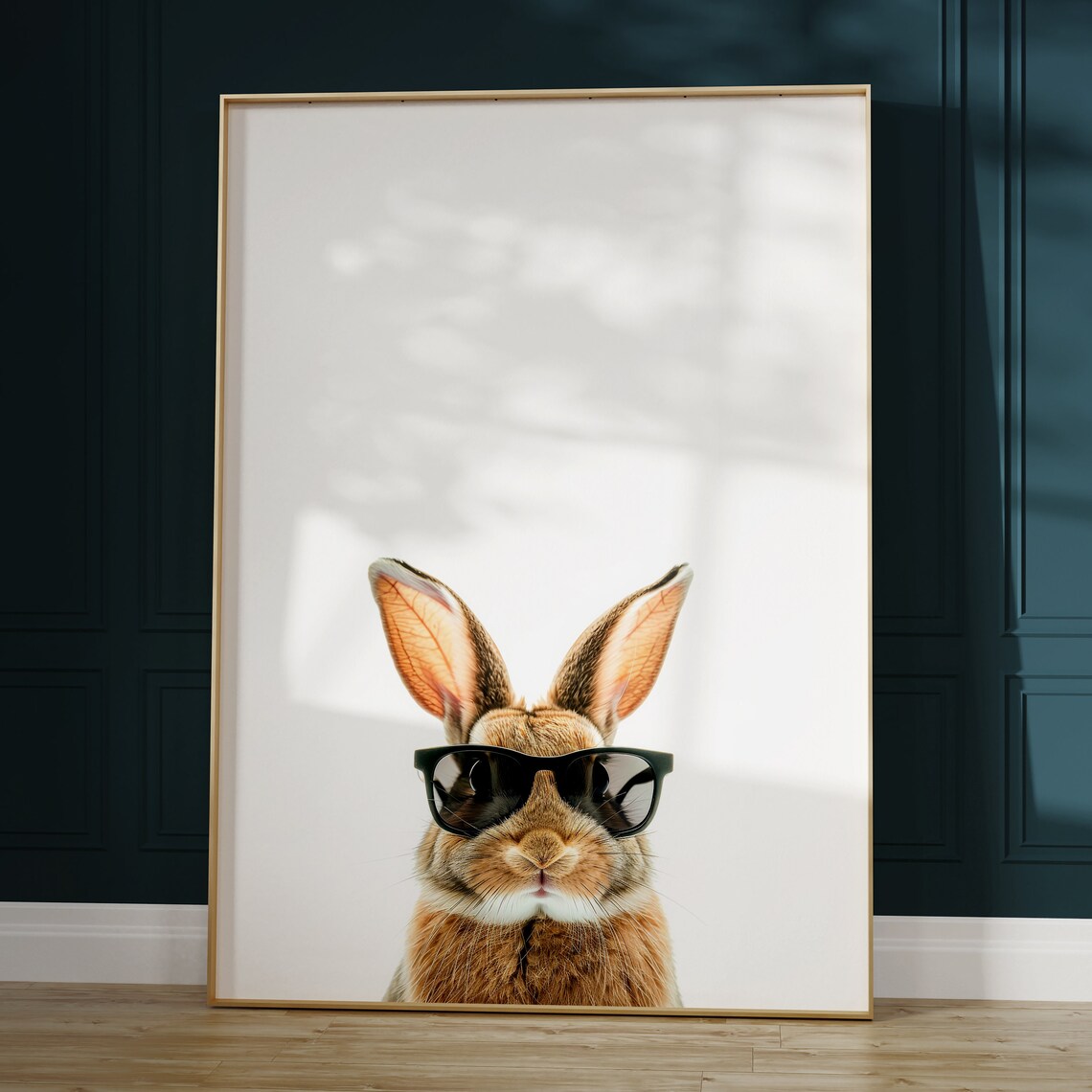 Brown Rabbit in Sunglasses Cute Funny Bunny Portrait Art Poster - Image 2