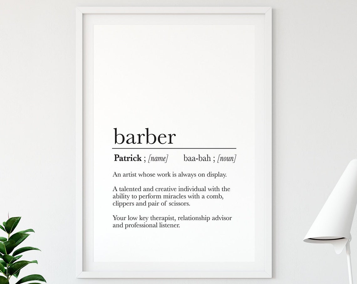 Barber Dictionary Definition Poster Personalized Gift for Barbershops