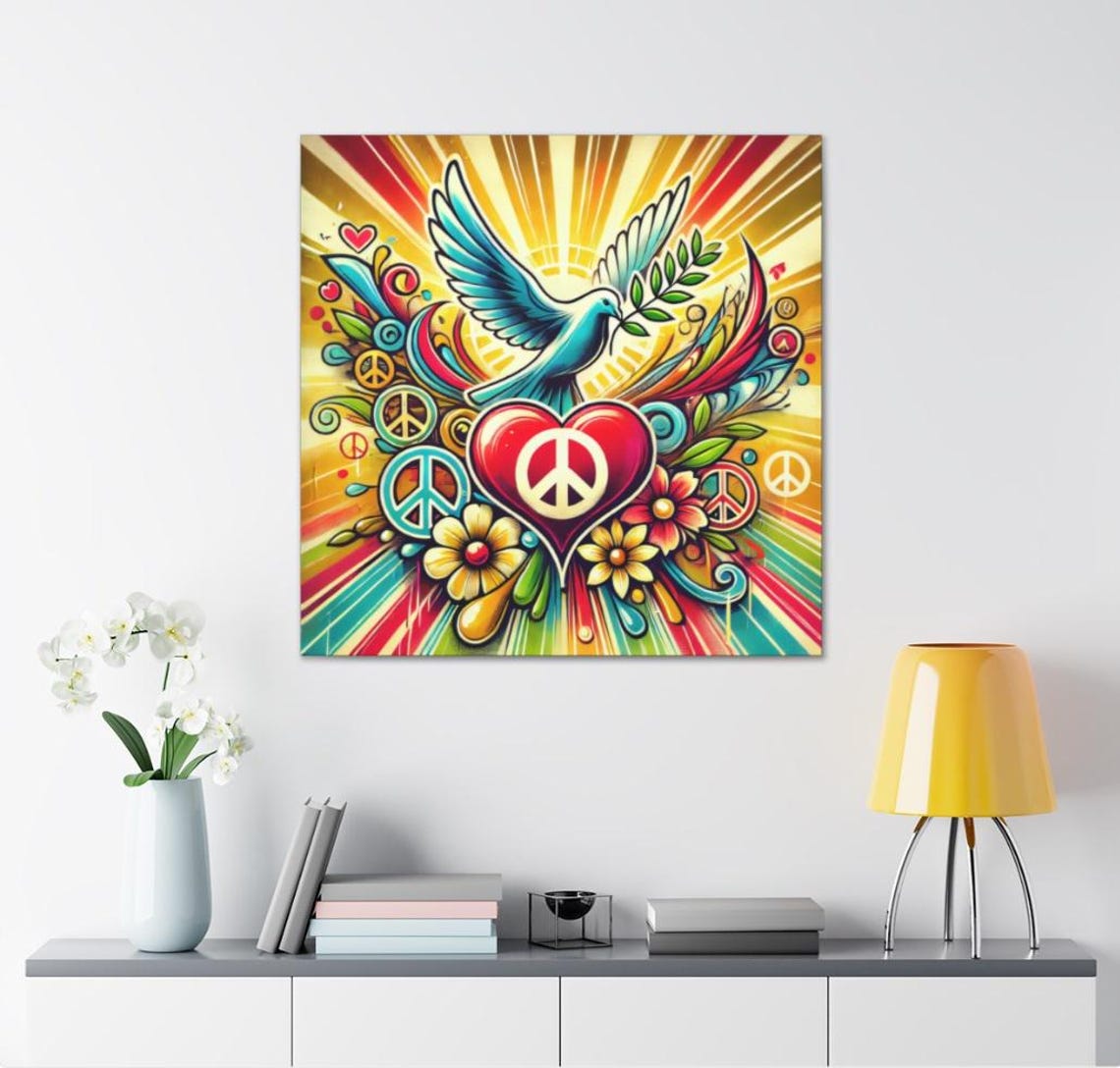 Hippie Peace Love Art, Boho Retro Decor