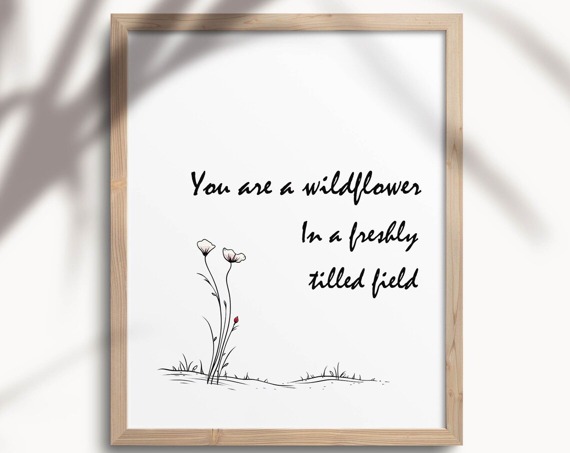 You Are a Wildflower Quote Minimalist Botanical Line Art Print
