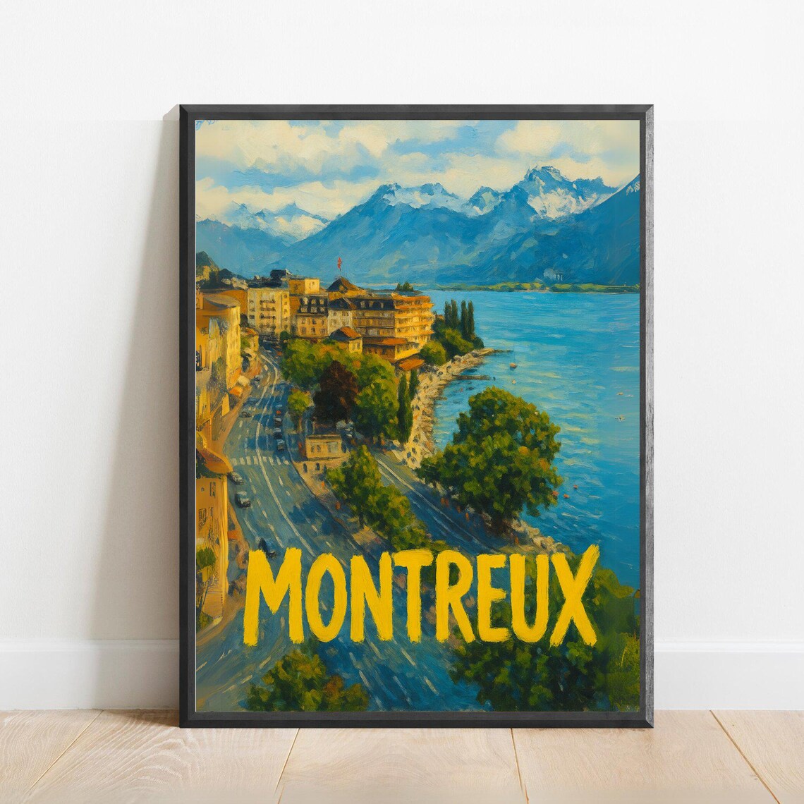 Montreux Lake Geneva Swiss Riviera Alpine Lakeside Town Poster