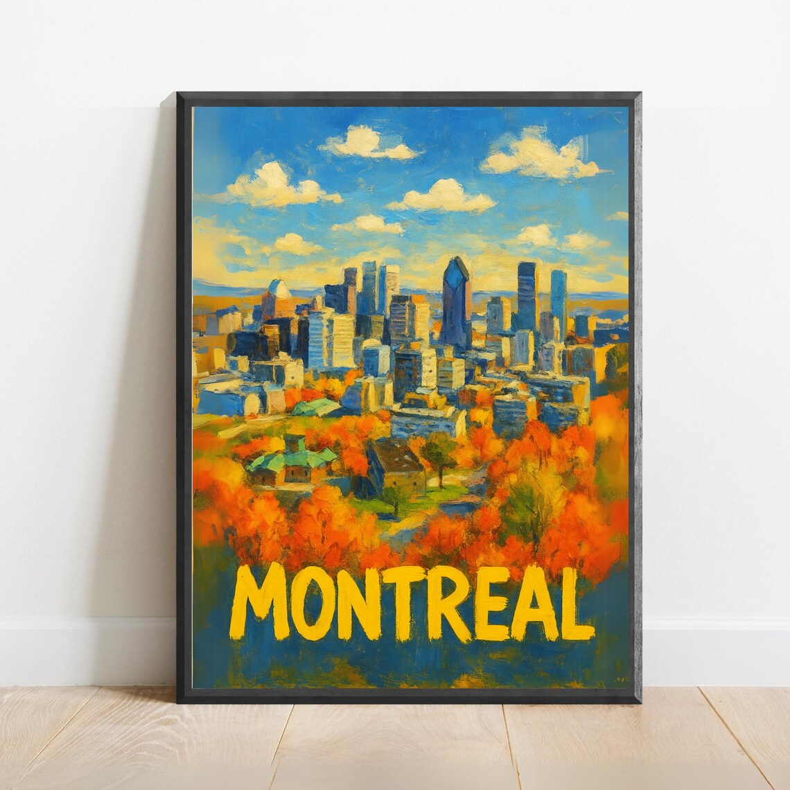 Montreal Canada City Skyline Autumn Impressionist Travel Poster