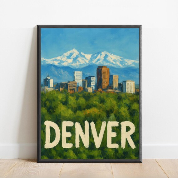 Denver Poster Impressionist Travel Art Print Modern Wall Decor Bold Textured Brushstrokes