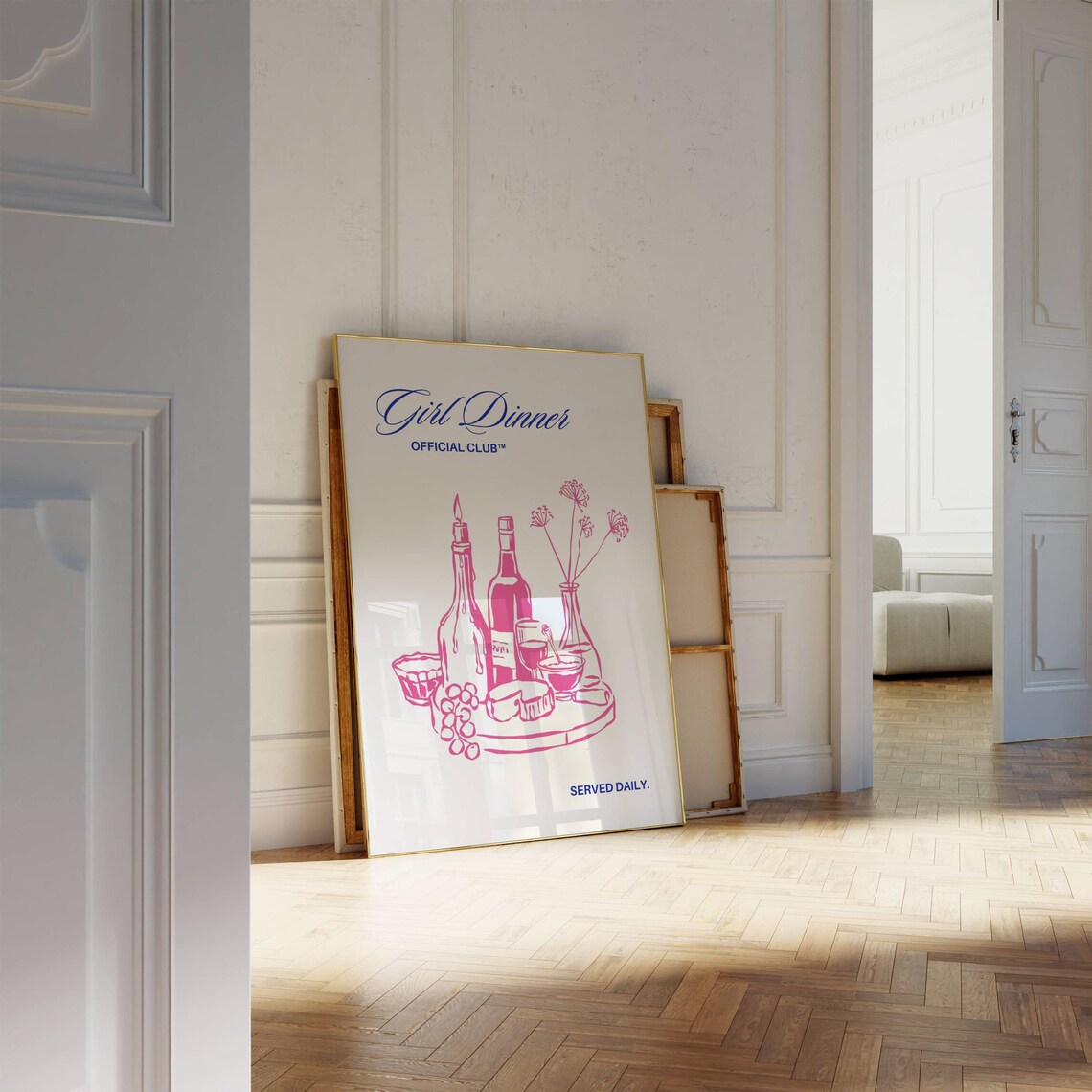 Girl Dinner Official Club Funny Served Daily Pink Wine Art Poster - Image 4